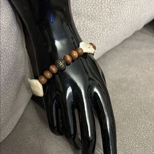 Wooden Bead and Shell Bracelet